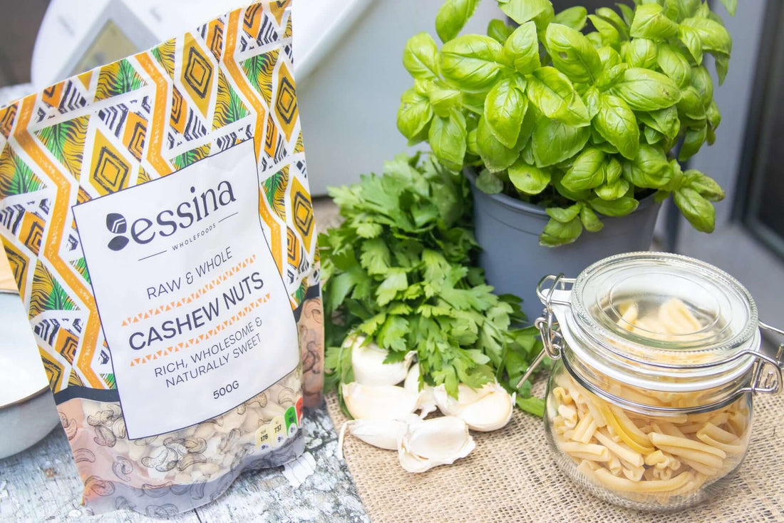 Pesto with Cashew Nuts Served Over Pasta