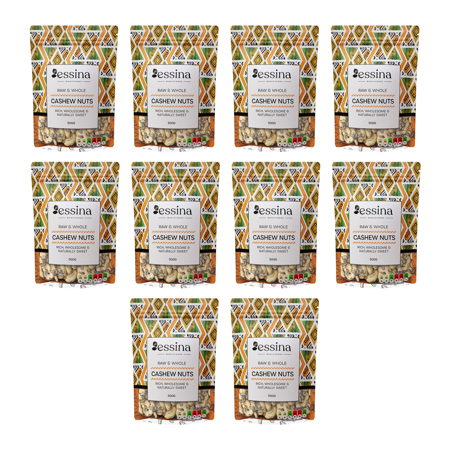 5Kg (10x500g) Bundle Deal: Raw & Whole Cashew Nuts
